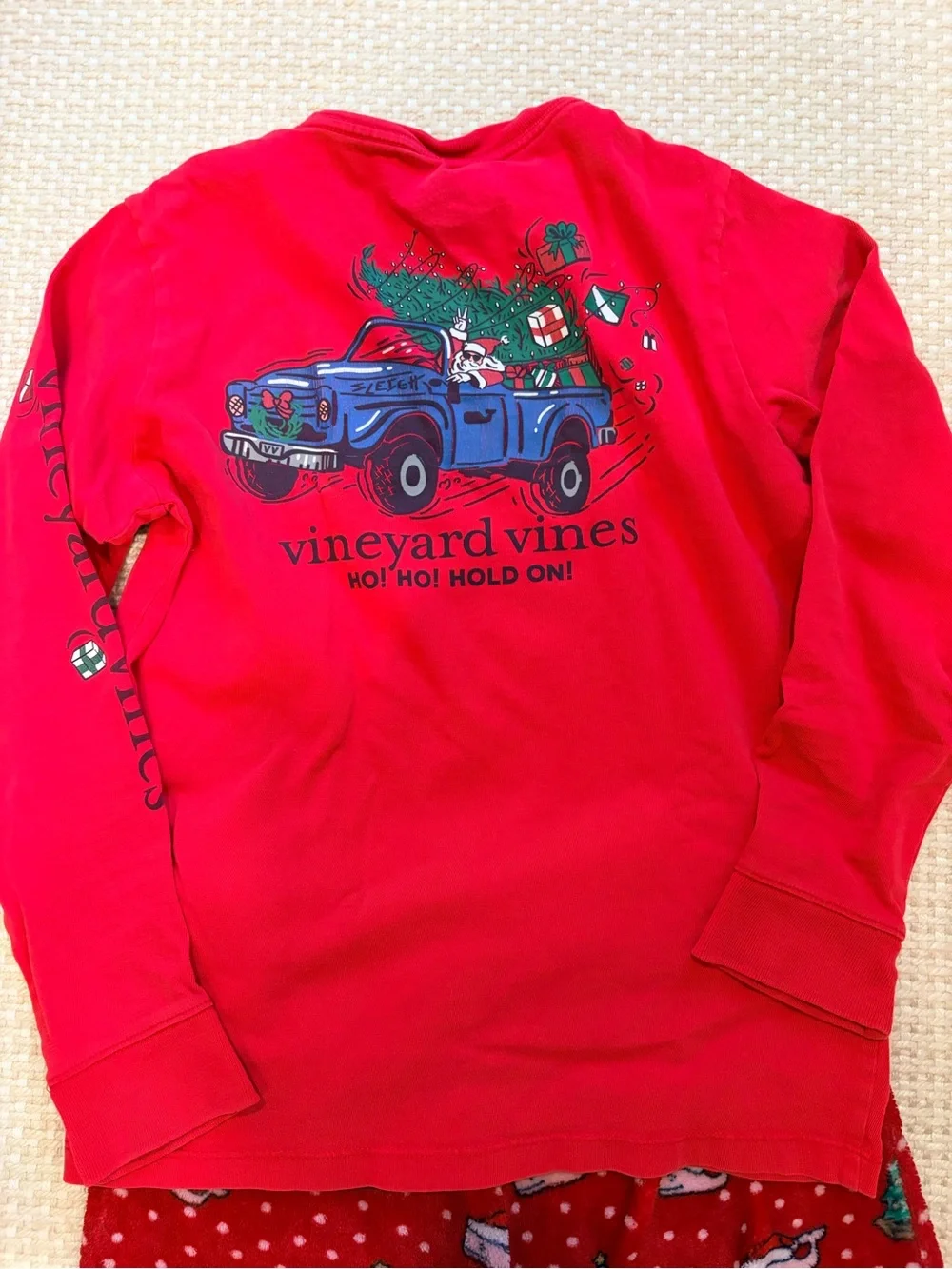 Vineyard Vines Kids Christmas Pajama Set with Tree & Sled Print